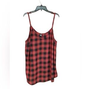 Torrid Red & Black Buffalo Plaid Georgette Tank Top Cami Size 3X